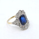 Anillo En Oro 18K, Brillantes Y Zafiro Sintético Anillo En Oro 18K, Brillantes Y Zafiro Sintético