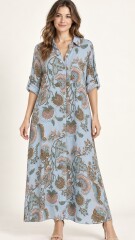 VESTIDO CAMISERO ALLI Celeste