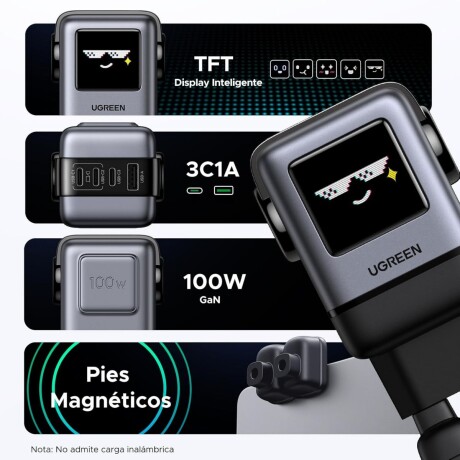 Cargador Ugreen Mini Robot Uno 100W Gan 4 Puertos 001