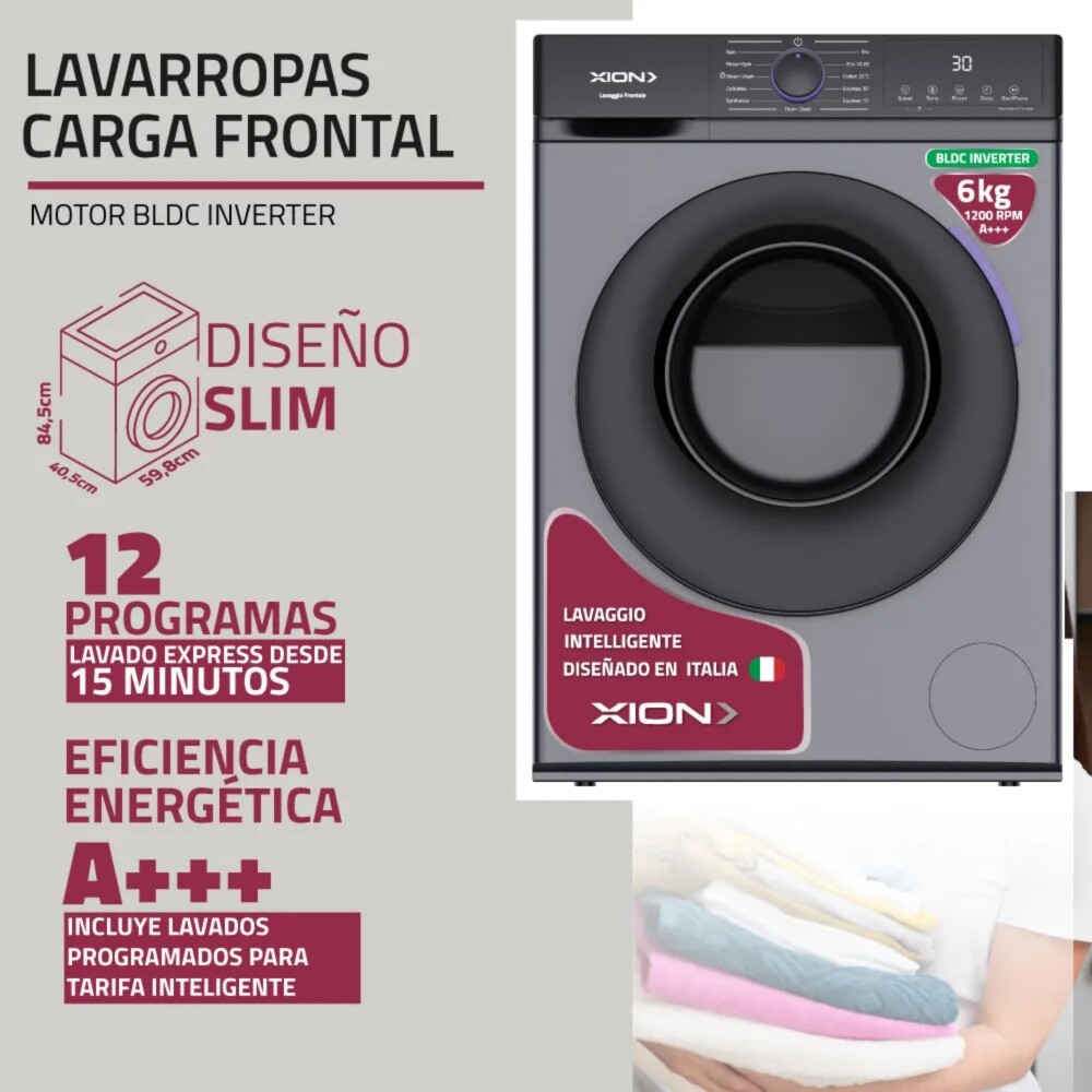 Lavarropas Xion - 6kg Inverter - Eficiencia A Lavarropas Xion - 6kg Inverter - Eficiencia A