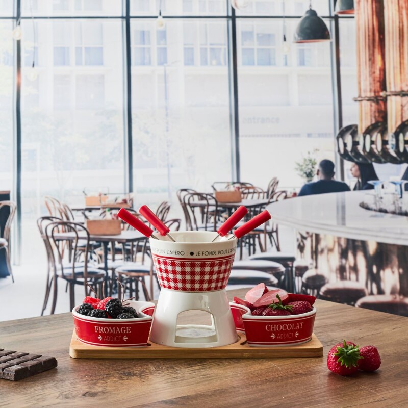 Kit Petit de Fondue de porcelana para picadas Kit Petit de Fondue de porcelana para picadas