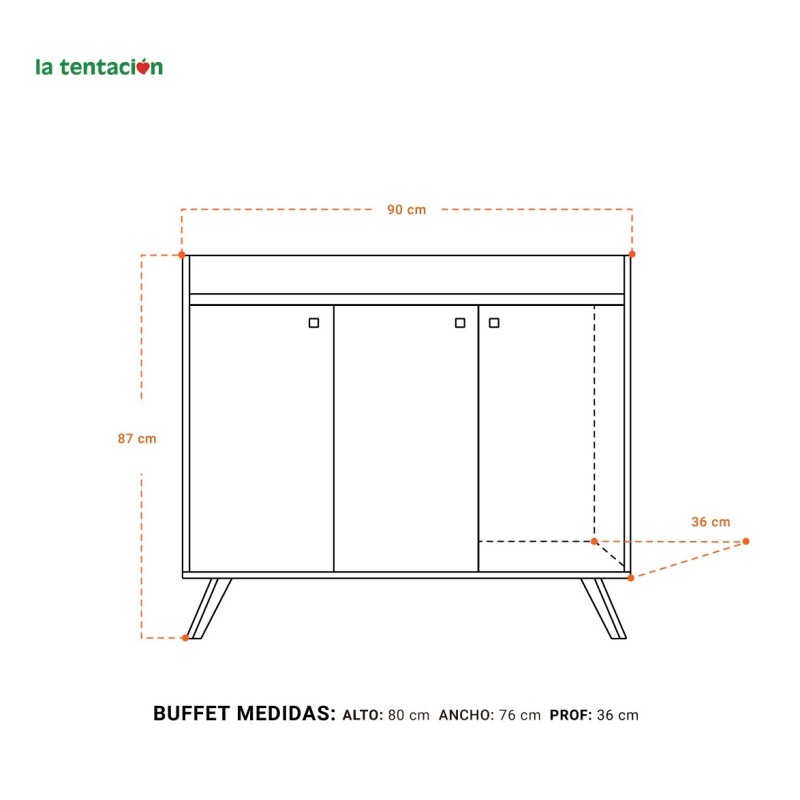 Aparador Bargueño Buffet Living 3p Premium® 15mm Aparador Bargueño Buffet Living 3p Premium® 15mm