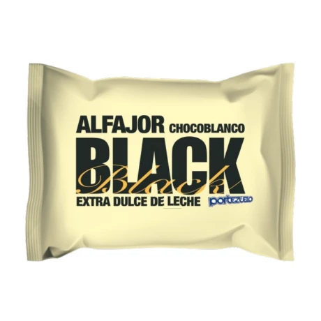 CAJA DE ALFAJORES BLACK EXTRA DDL CHOC BLANCO PORTEZUELO 18 UNIDADES 001