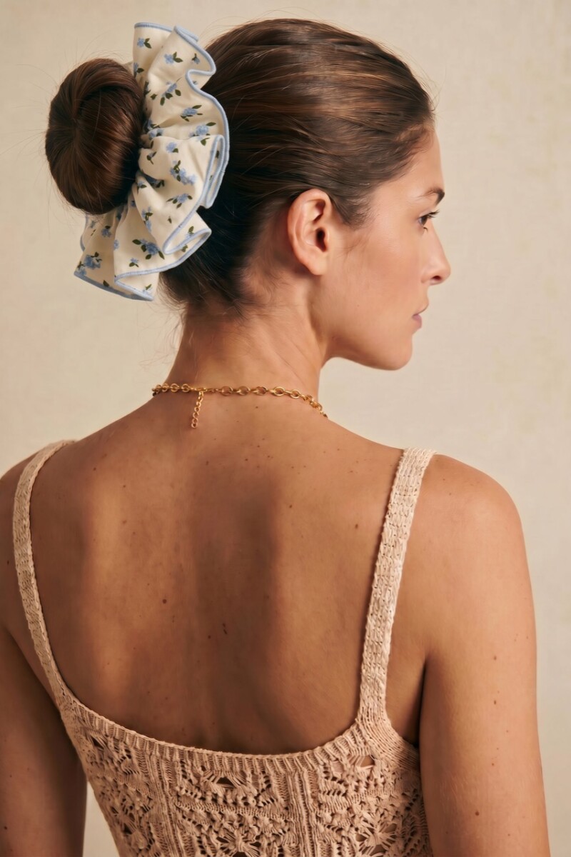 Scrunchie Flores Celeste