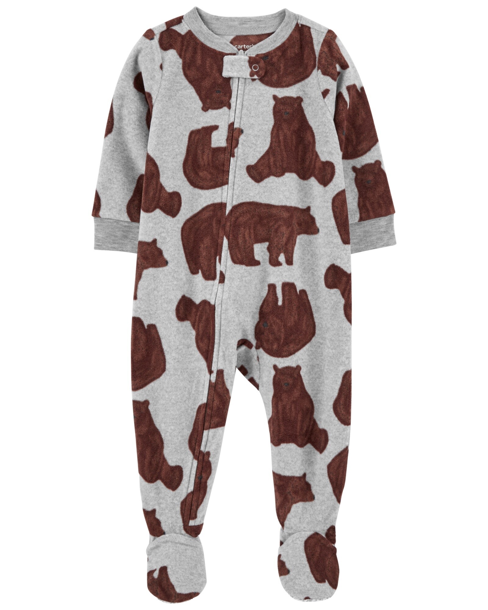Pijama una pieza de micropolar con pie, diseño oso Sin color