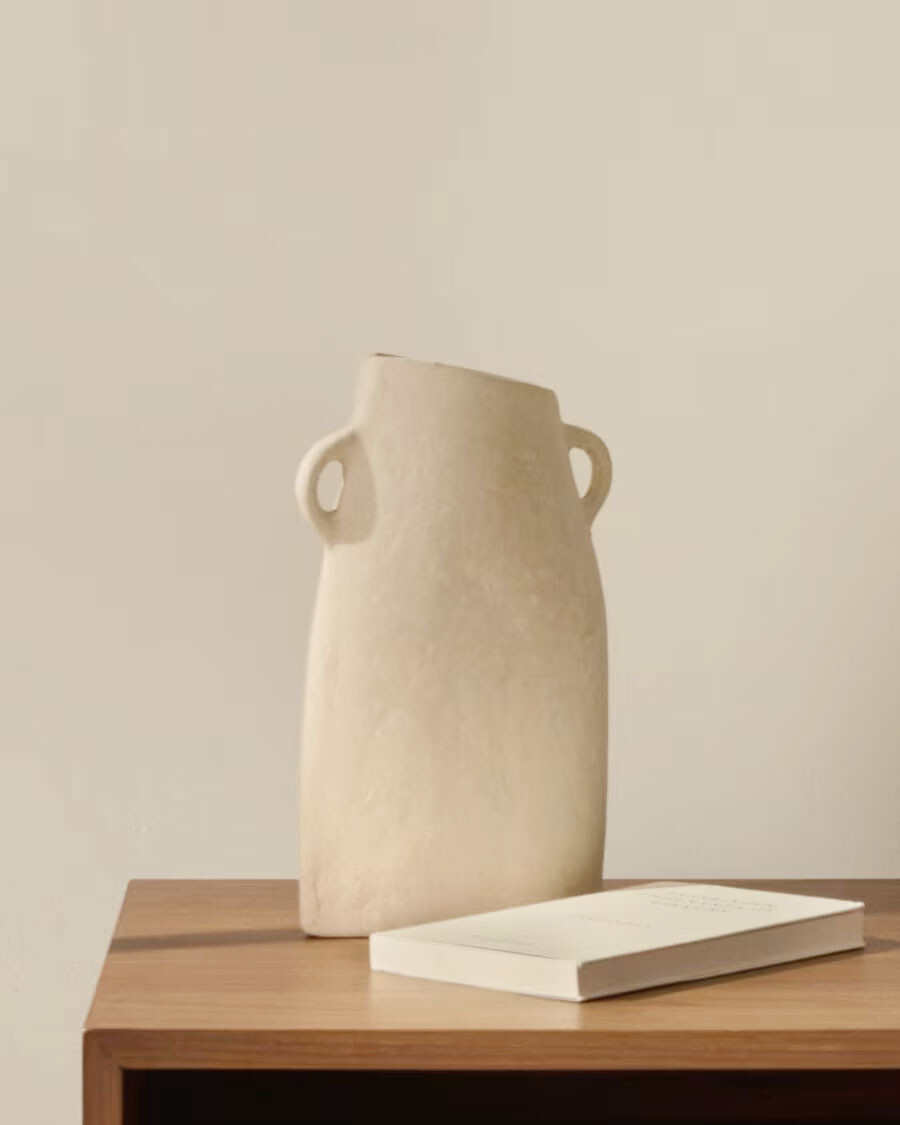 Jarrón Neti de papel maché blanco 27 cm Jarrón Neti de papel maché blanco 27 cm
