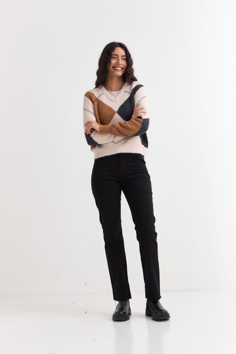 Sweater con rombos GRIS OSCURO