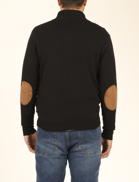 Sweater Medio Cierre Harrington Label Negro