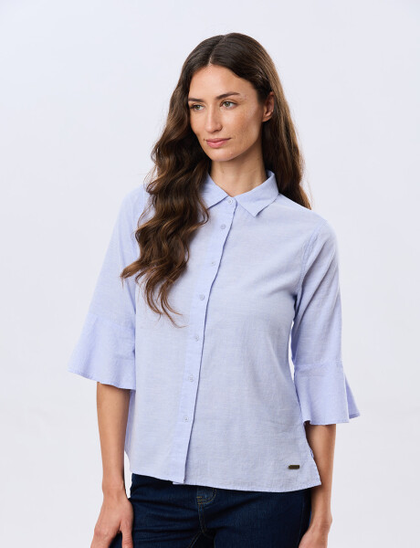 CAMISA DE LINO CON VOLADOS Lavanda