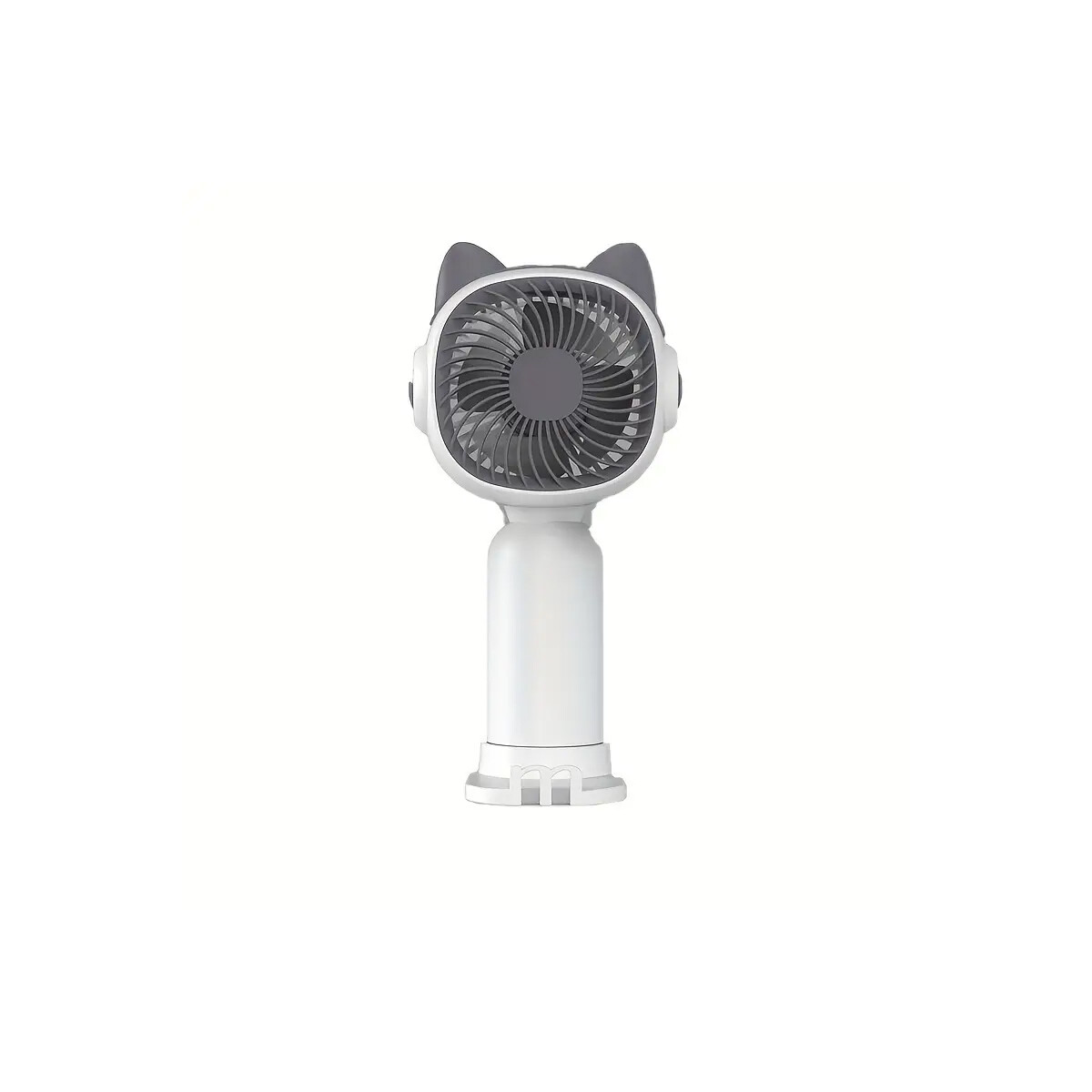 Ventilador De Mano Con Soporte Y Orejitas Gatito - Blanco 