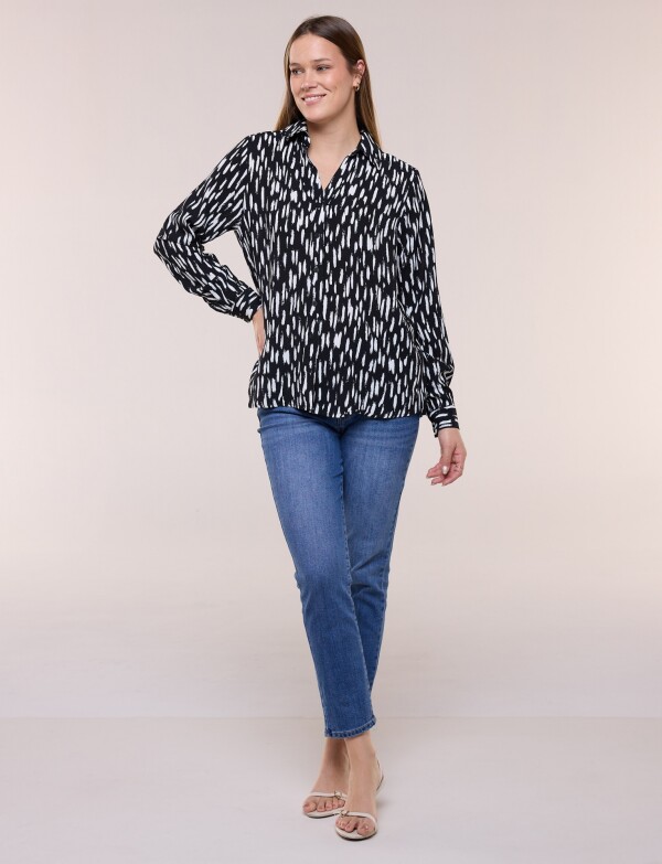 Camisa Gasa Print NEGRO/BLANCO