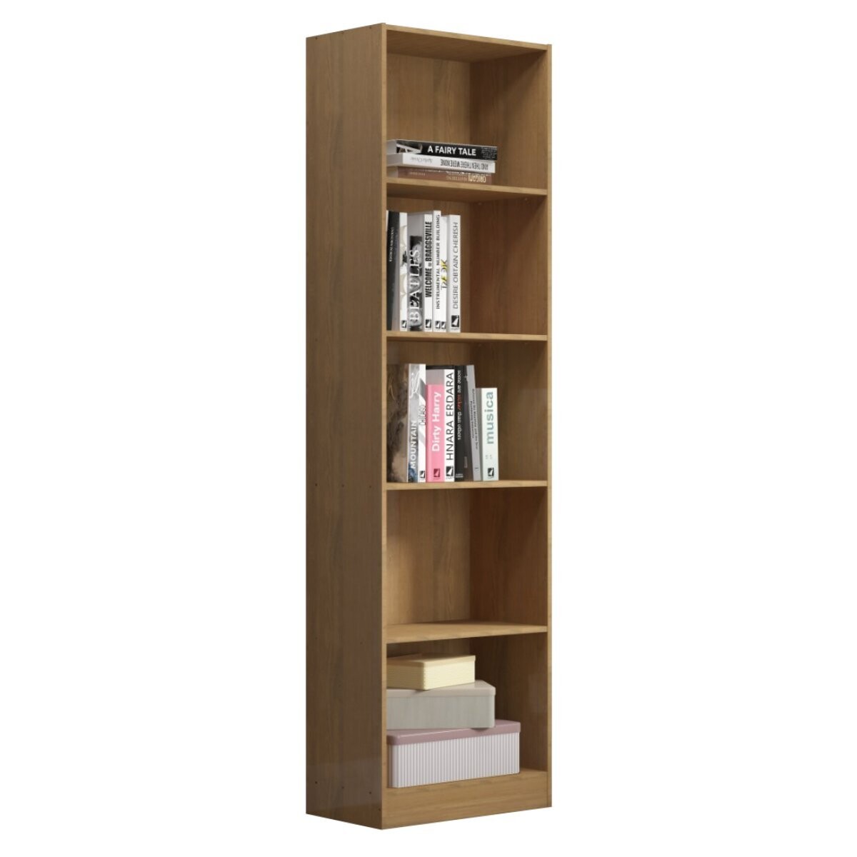Estanteria ANITA biblioteca multiuso con 4 Estantes 47,9 x 170 x 27,5 cm - Marrón Simil Madera 