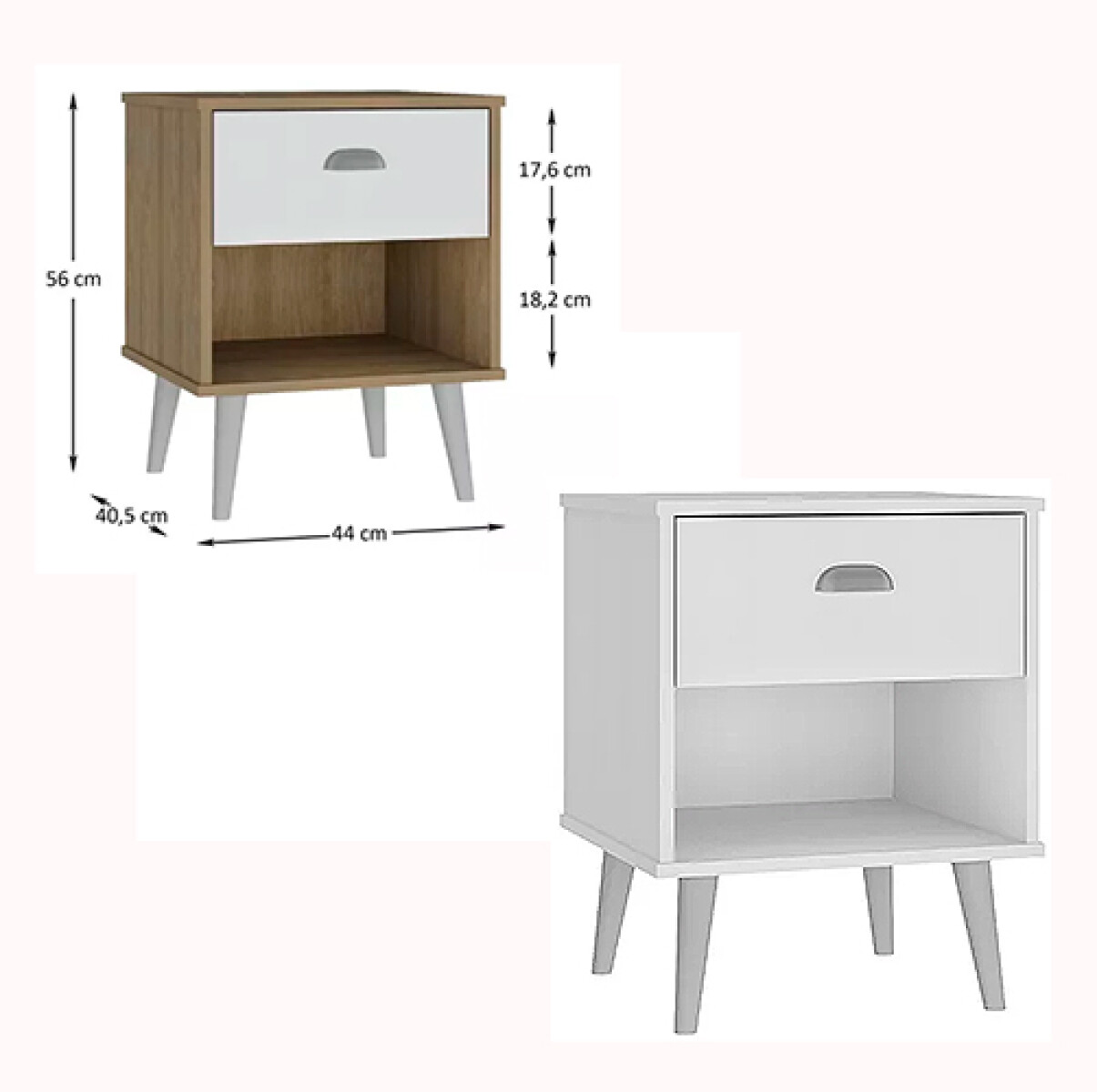 MESA DE LUZ RTD CR 2006- 1 Cajon + 1 Estante -BL/Nogal- BL - Sin color 