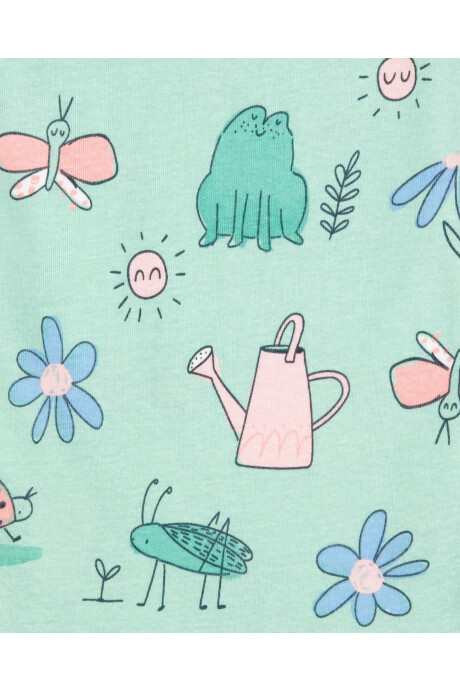 Pijama cuatro piezas de algodón, dos pantalones y dos remeras, diseño conejo Sin color