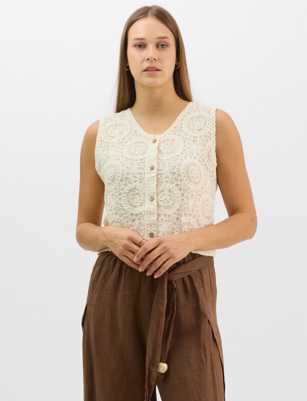 Chaleco Calado De Algodón BEIGE