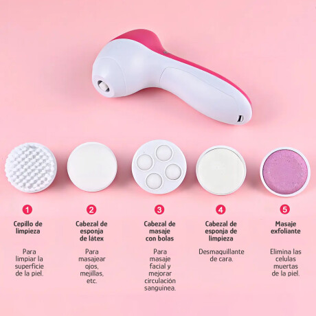SPA Facial En Casa 5En1 Limpieza Exfolian Masajeador A Pilas Rosa