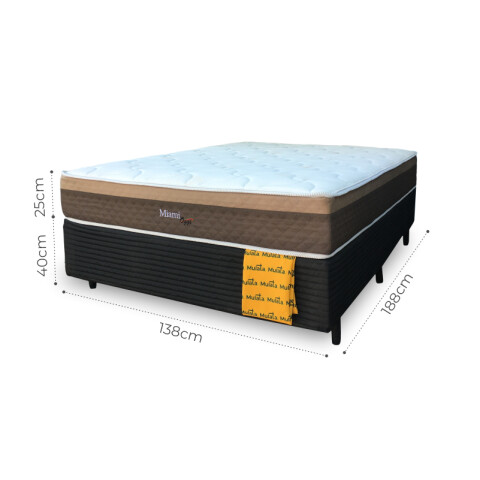 Sommier 2 Plazas Box y Colchón Miami Espuma y Resortes Pocket 138 x 188 x 65 cm - 120 Kg Sommier 2 Plazas Box y Colchón Miami Espuma y Resortes Pocket 138 x 188 x 65 cm - 120 Kg