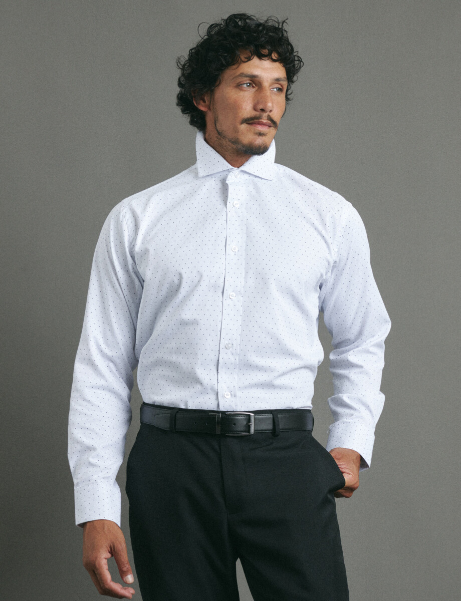 CAMISA HARRINGTON LABEL - Blanco/azul Osc 