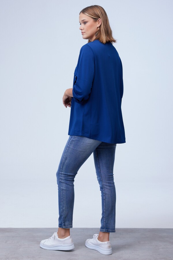 Blusa Oversize Zip AZUL