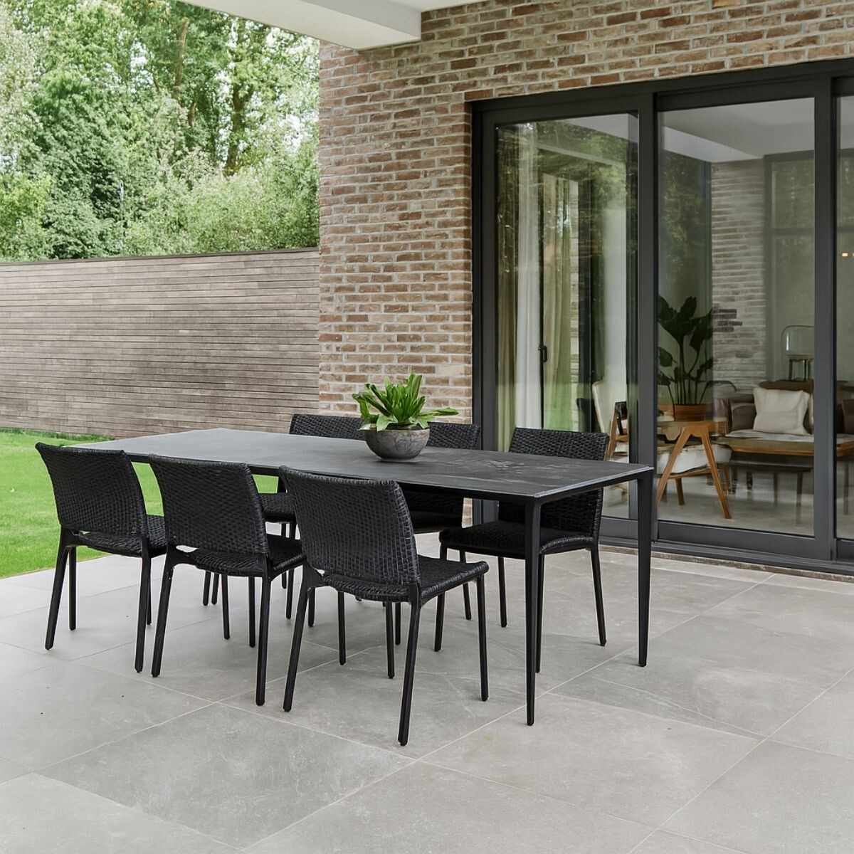 MESA DE EXTERIOR CELLINA NEGRO RECTANGULAR 