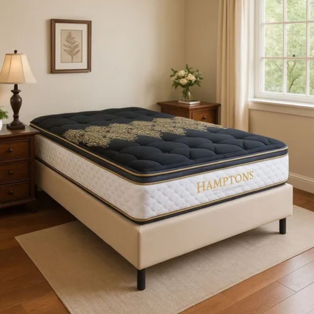 Sommier 2 plazas THM Hybrid Iridium - Beige 