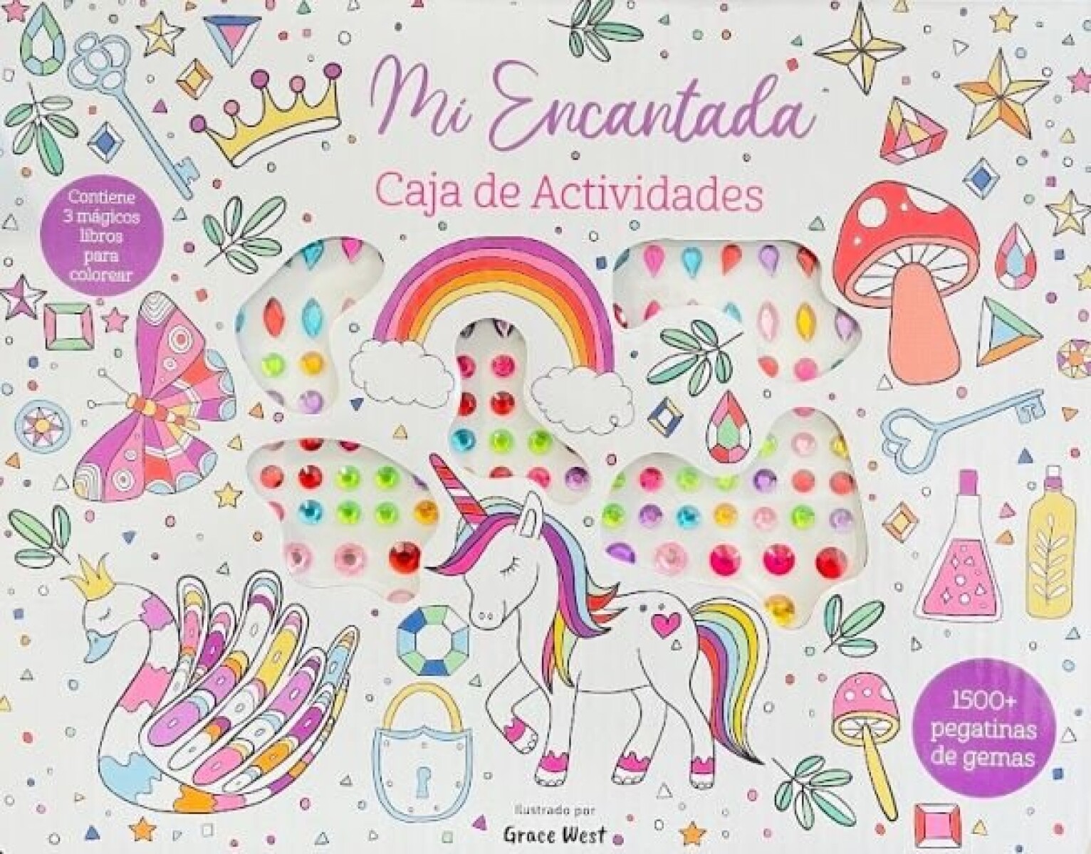 MI ENCANTADA. CAJA DE ACTIVIDADES CON PEGATINAS DE GEMAS 