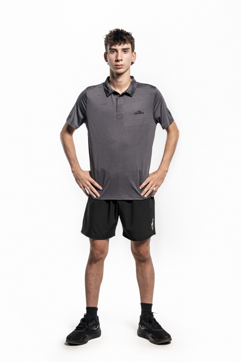 RAPID POLO T-SHIRT MEN BLACK - GREY MELANGE 