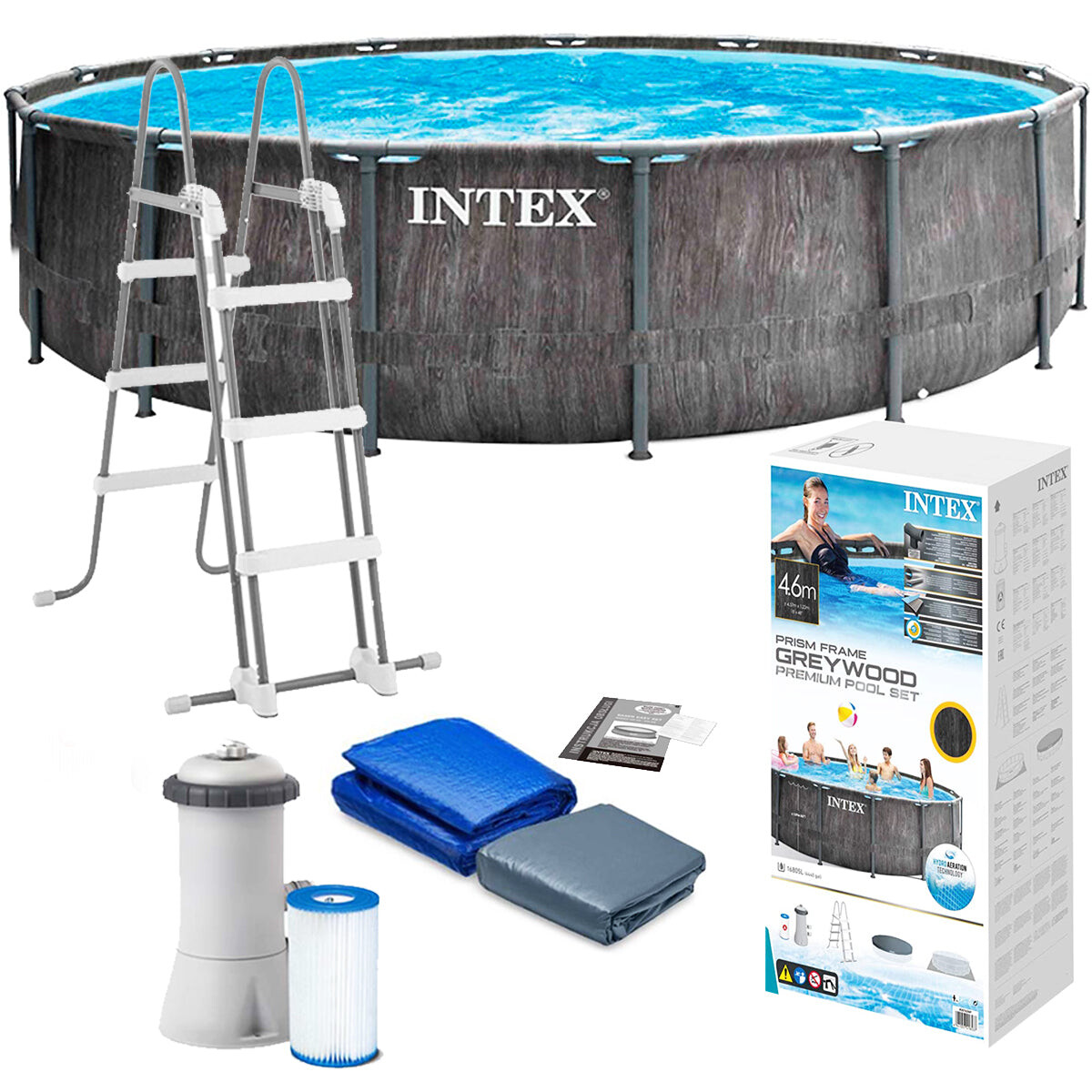 Piscina Intex Estructural Gris 16805L 457x122 + Bomba - Gris 