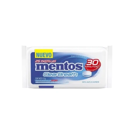 Pastillas Mentos Clearbreath Peppermint sin Azúcar 25U 001