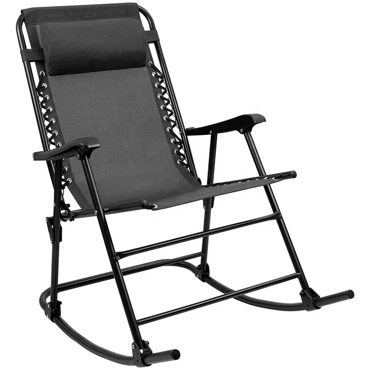 Silla Reposera Mecedora Plegable Con Almohadilla - Negro 