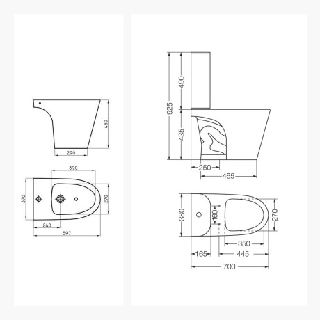 JUEGO DE LOZA BLANCO, INODORO DESCARGA A 25 CM, MOCHILA,TAPA Y BIDET LINEA MARINA MARCA FERRUM BLANCO