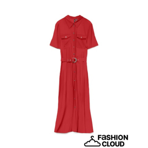 VMEASY JOY GOLD 7/8 SHIRT DRESS WVN GA Fiery Red