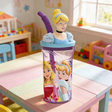 Vaso Alto con Forma 3D Princesas 18 cm 360ml 3 PRINCESAS