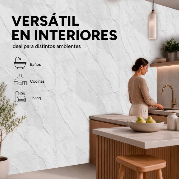 Pack x5 Placa PVC Símil Mármol 2,44x1,22m 3mm Resistente Gris Veteado 2
