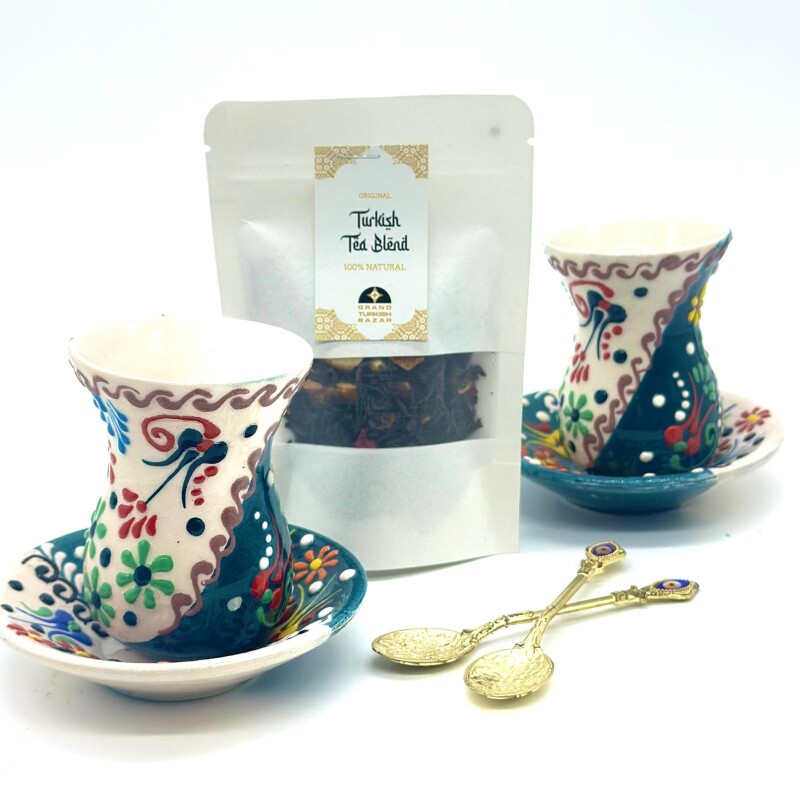 Set de té para dos personas cerámica Verde