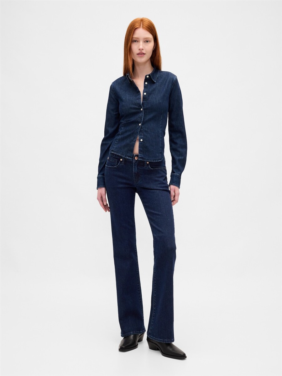 Jean Long And Lean Tiro Bajo Mujer - Dark Indigo 