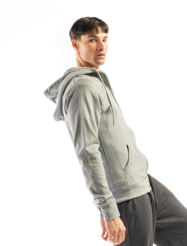 Canguro de Felpa Oversized con Cierre Gris Claro Melange