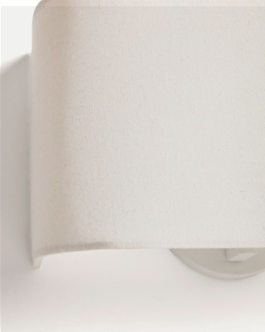 Aplique de pared Lumeni de madera de caucho y lino beige 25 cm Aplique de pared Lumeni de madera de caucho y lino beige 25 cm