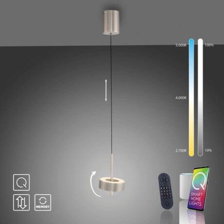 Colgante led orientable 9w 14cm regulable a control remoto, plateado Colgante led orientable 9w 14cm regulable a control remoto, plateado