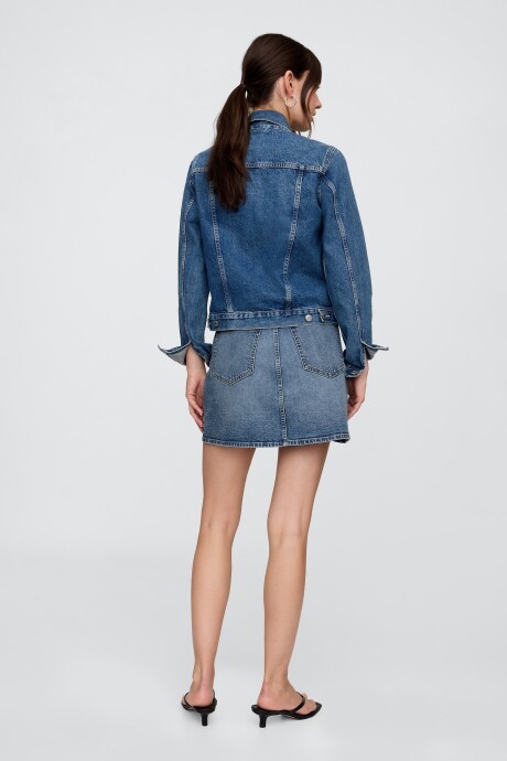 Pollera De Jean Mini Mujer Medium Wash