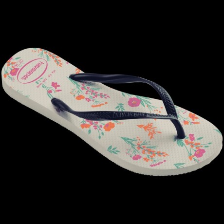 Sandalia de Mujer Havaianas Slim Romance Blanco - Azul Marino