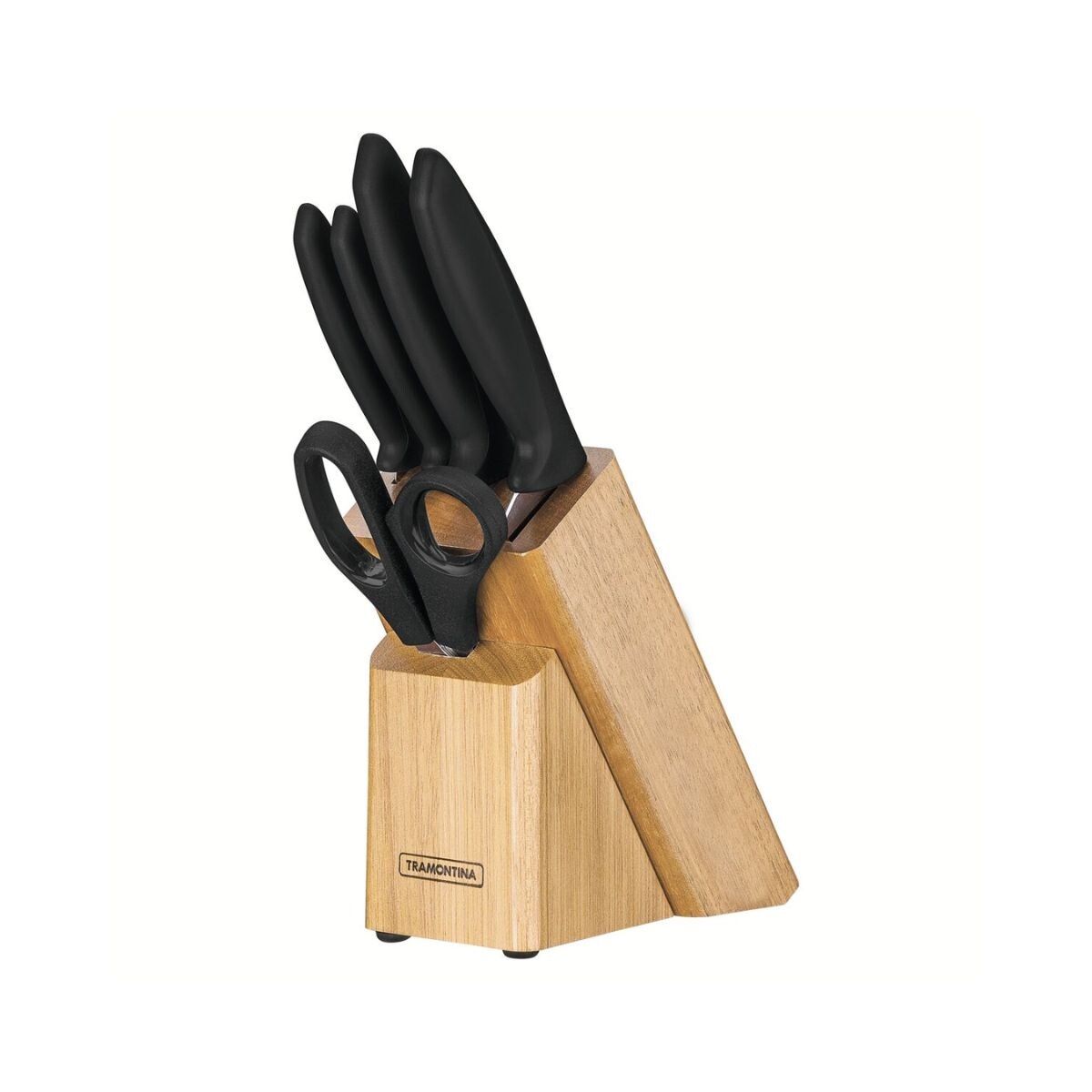 JUEGO DE 6 CUCHILLOS CON SOPORTE DE MADERA TRAMONTINA Juego De 6 Cuchillos Con Soporte De Madera Tramontina