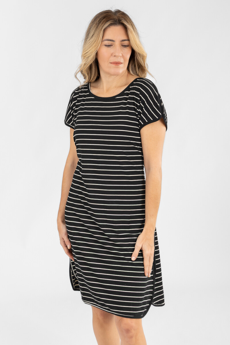 Vestido nautico rayas Negro