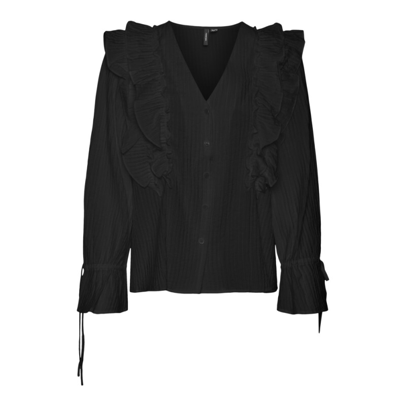VMKAUSA FRILL LS TOP WVN GA BLACK