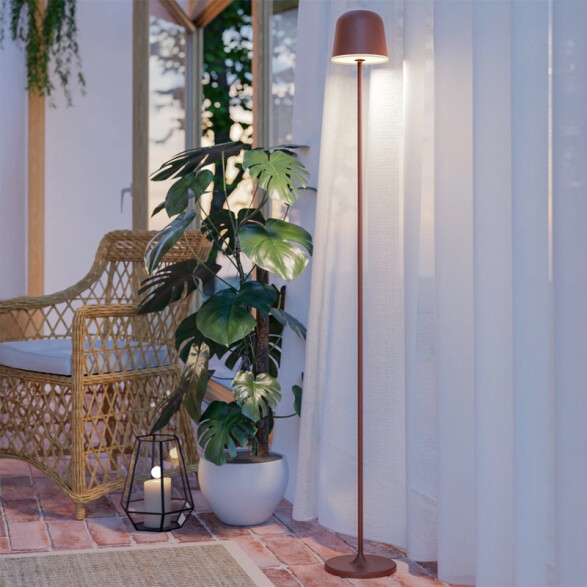 Lámpara de pie LED inalámbrica 1400mm marrón IP54 EG1080