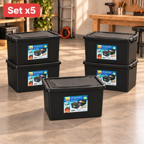 Set x5 Caja organizadora 56 lts NEGRO