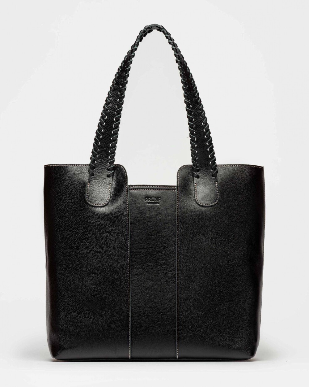 Shopper The Braided en cuero vegetal liso Negro