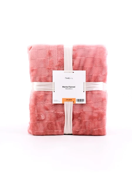 FLANNEL TRAMA DAMERO 2 PLAZAS ROSADO