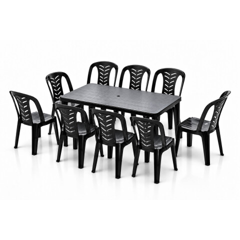 Juego De Jardín Mesa Rectangular+ 6 Sillas Pvc Sin Posabrazo Negra Juego De Jardín Mesa Rectangular+ 6 Sillas Pvc Sin Posabrazo Negra