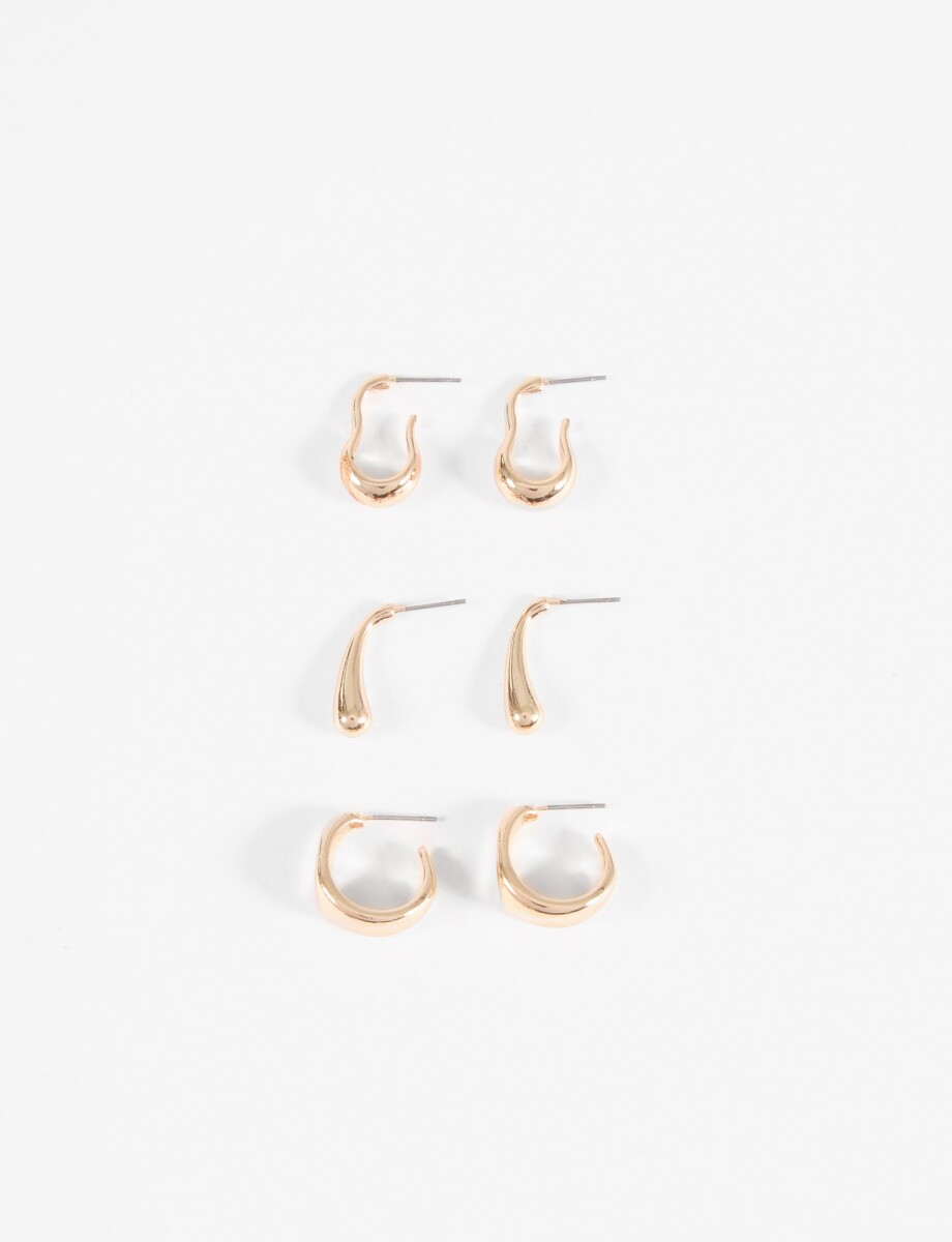 Set 3 aros wavy - dorado 